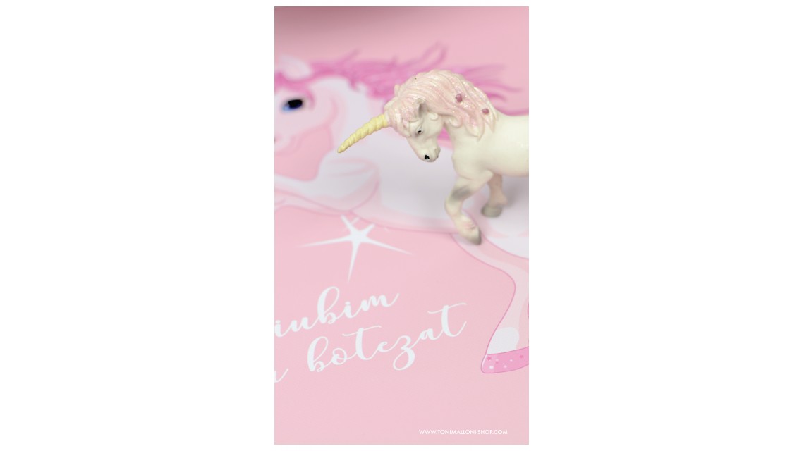 Trusou de  botez cu unicorni roz pentru fete, set complet biserica, Unicornul Roz 1